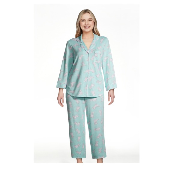 WOMENS Notch Collar 2-Piece Pajama Set, Size Small, Scotti Print - Picture 5 of 5